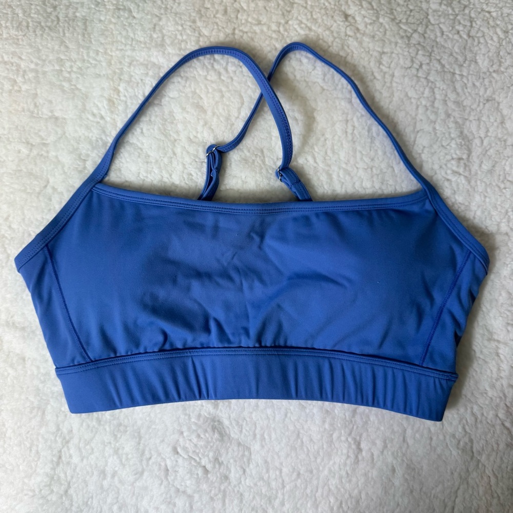 Blue Adjustable Strap Sports Bra Medium Support Workout‎ Top